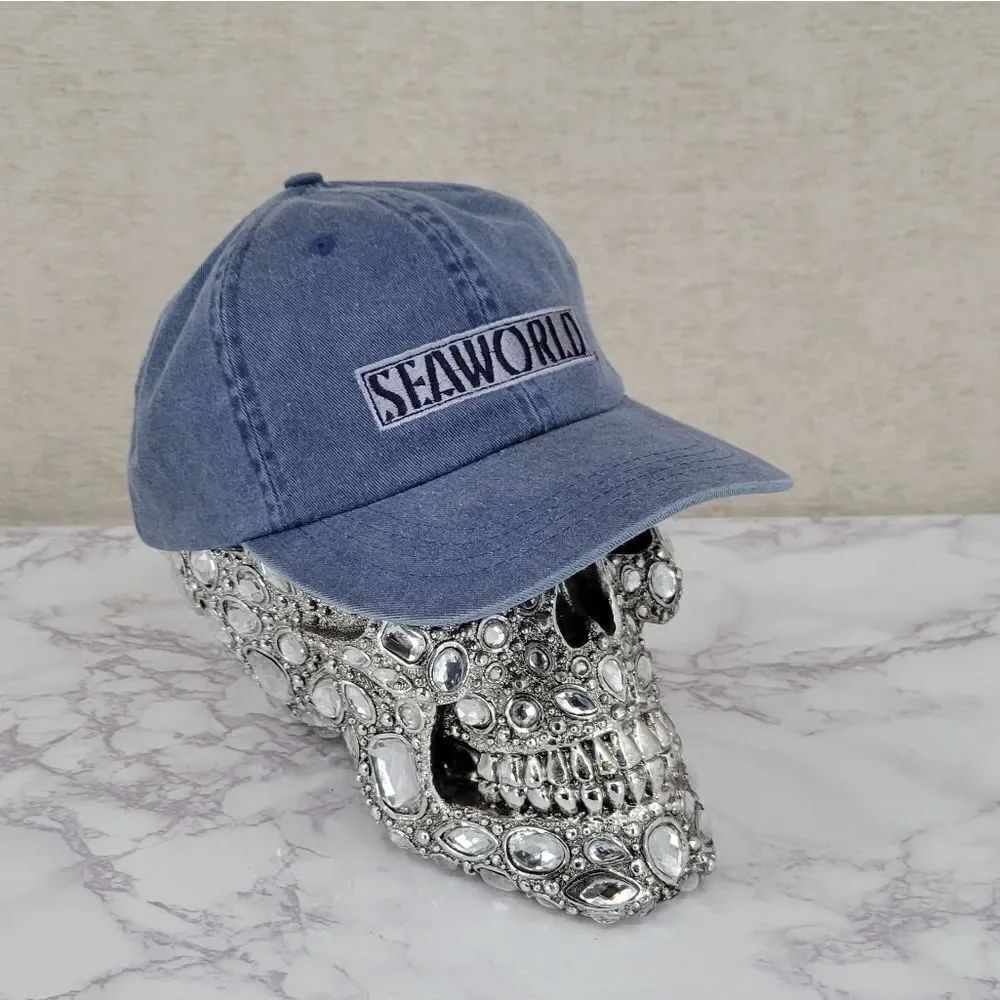 SeaWorld Vintage 90s Baseball Cap Blue Denim Chambray Color
